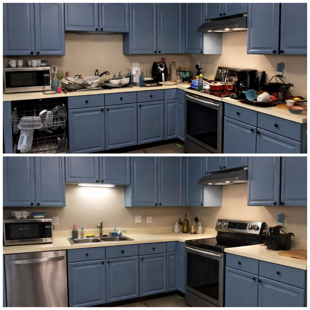 Before and after kitchen deep clean