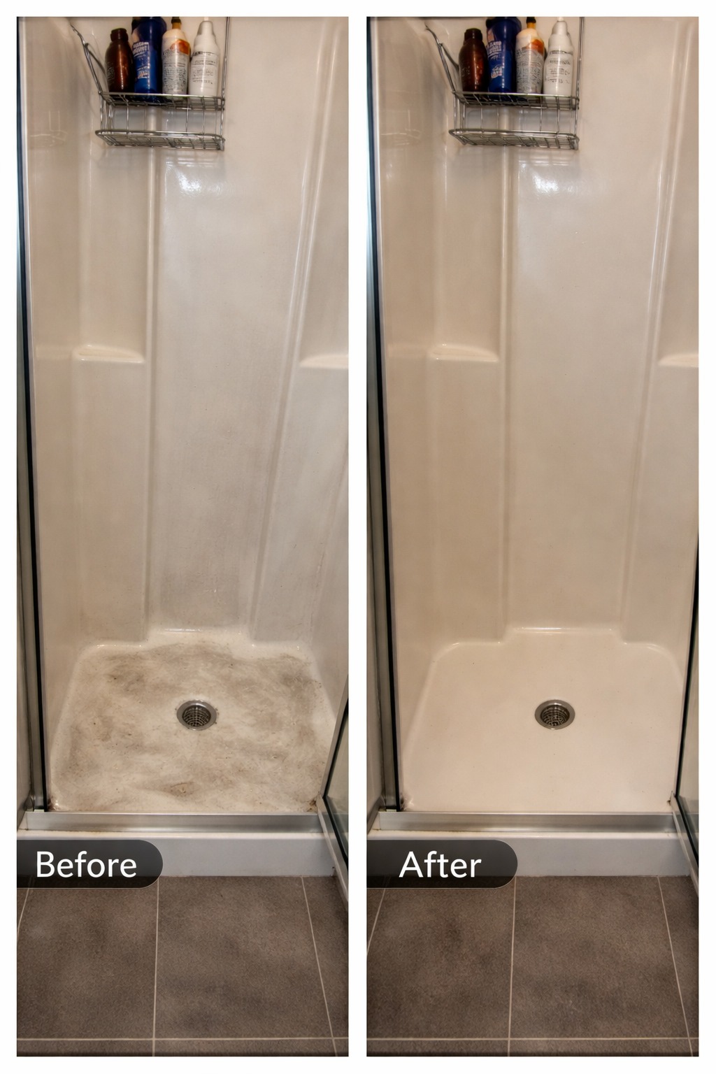 Before and after shower